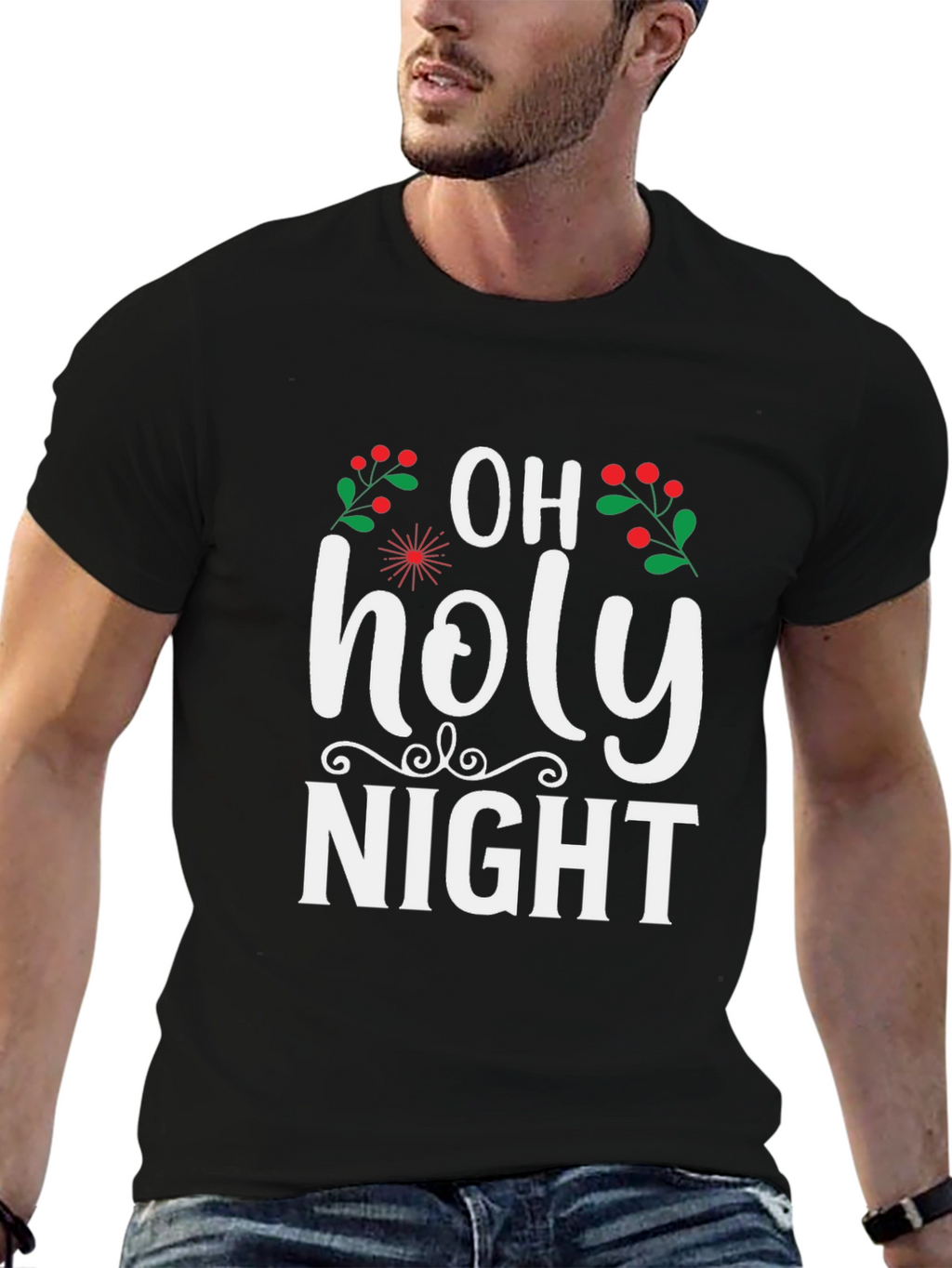 Oh Holy Night Christmas Holiday Graphic Tee