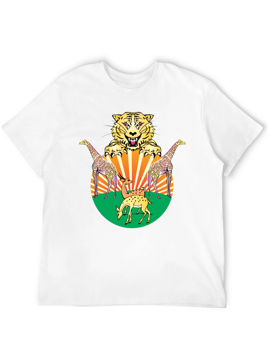 Wildlife Graphic Tee - Bold Animal Print Black T-Shirt
