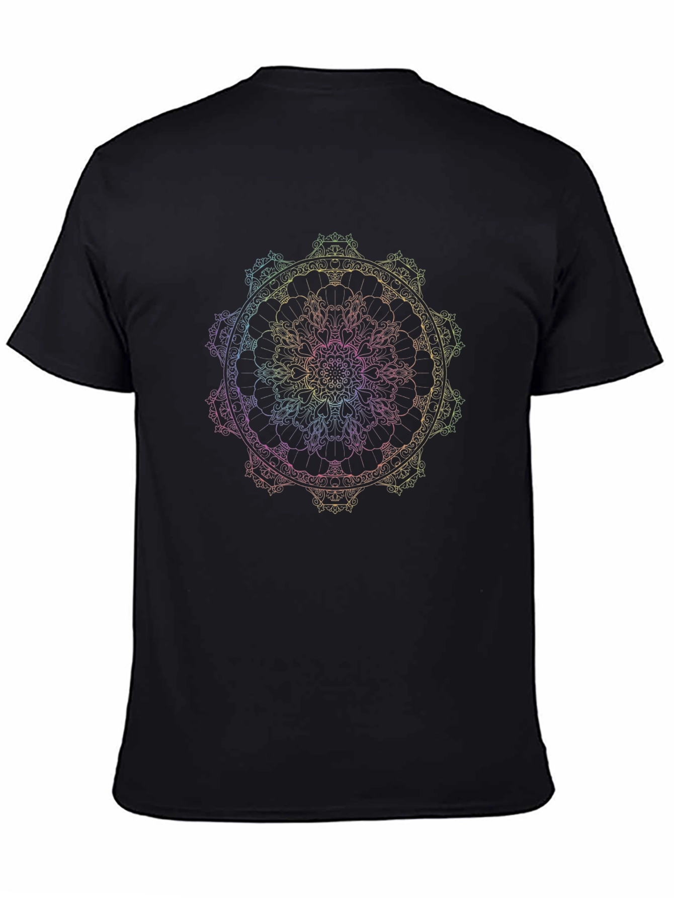 Rainbow Mandala Graphic T-Shirt - Black
