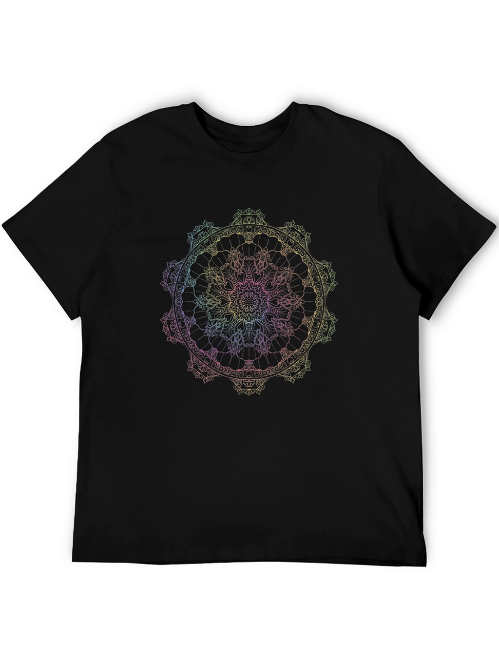 Rainbow Mandala Graphic T-Shirt - Black