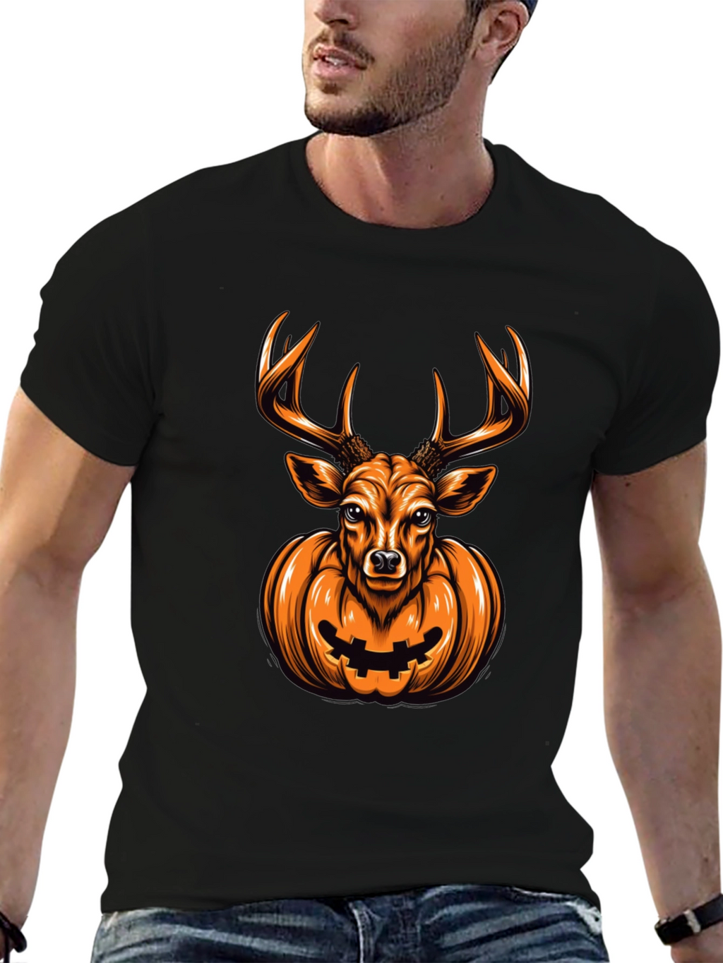 Deer Pumpkin Halloween Graphic Tee