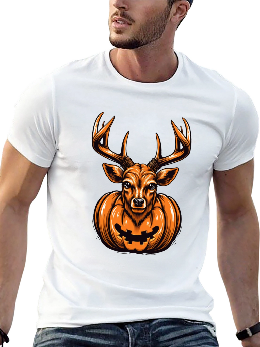 Deer Pumpkin Halloween Graphic Tee