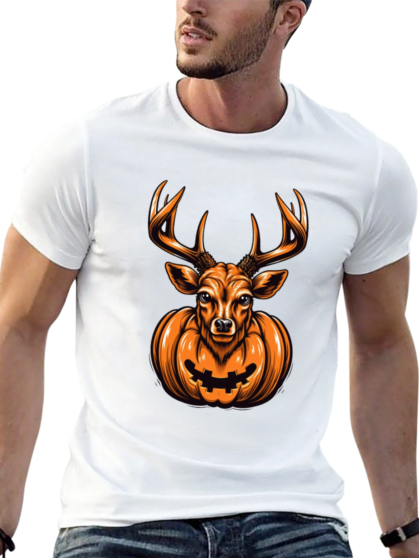 Deer Pumpkin Halloween Graphic Tee