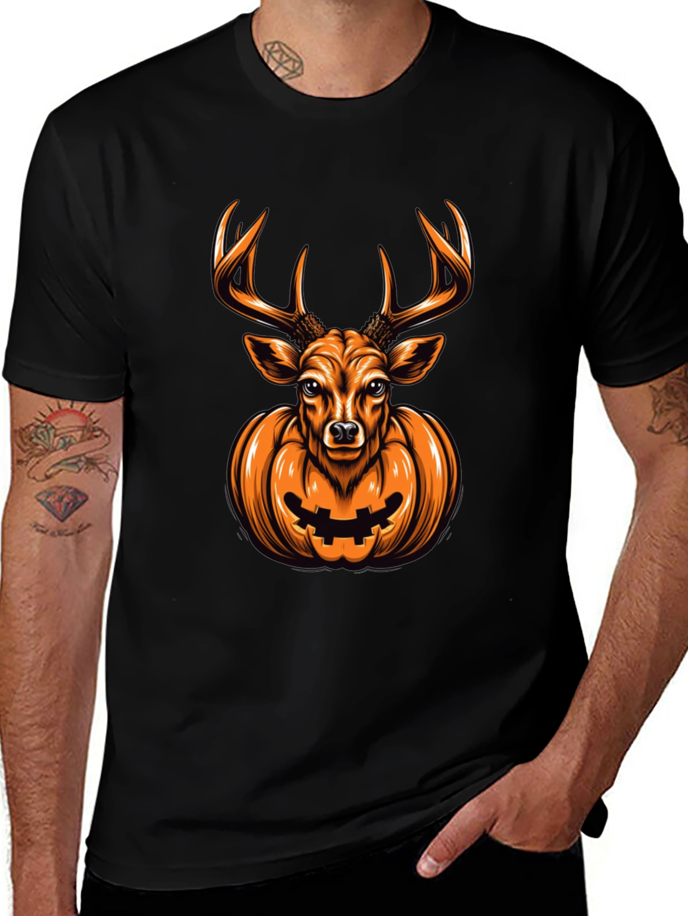 Deer Pumpkin Halloween Graphic Tee