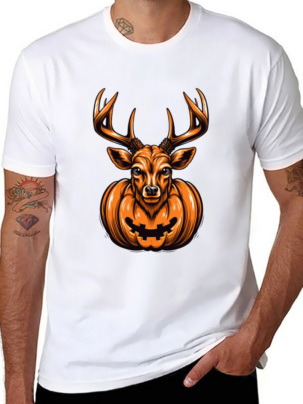 Deer Pumpkin Halloween Graphic Tee