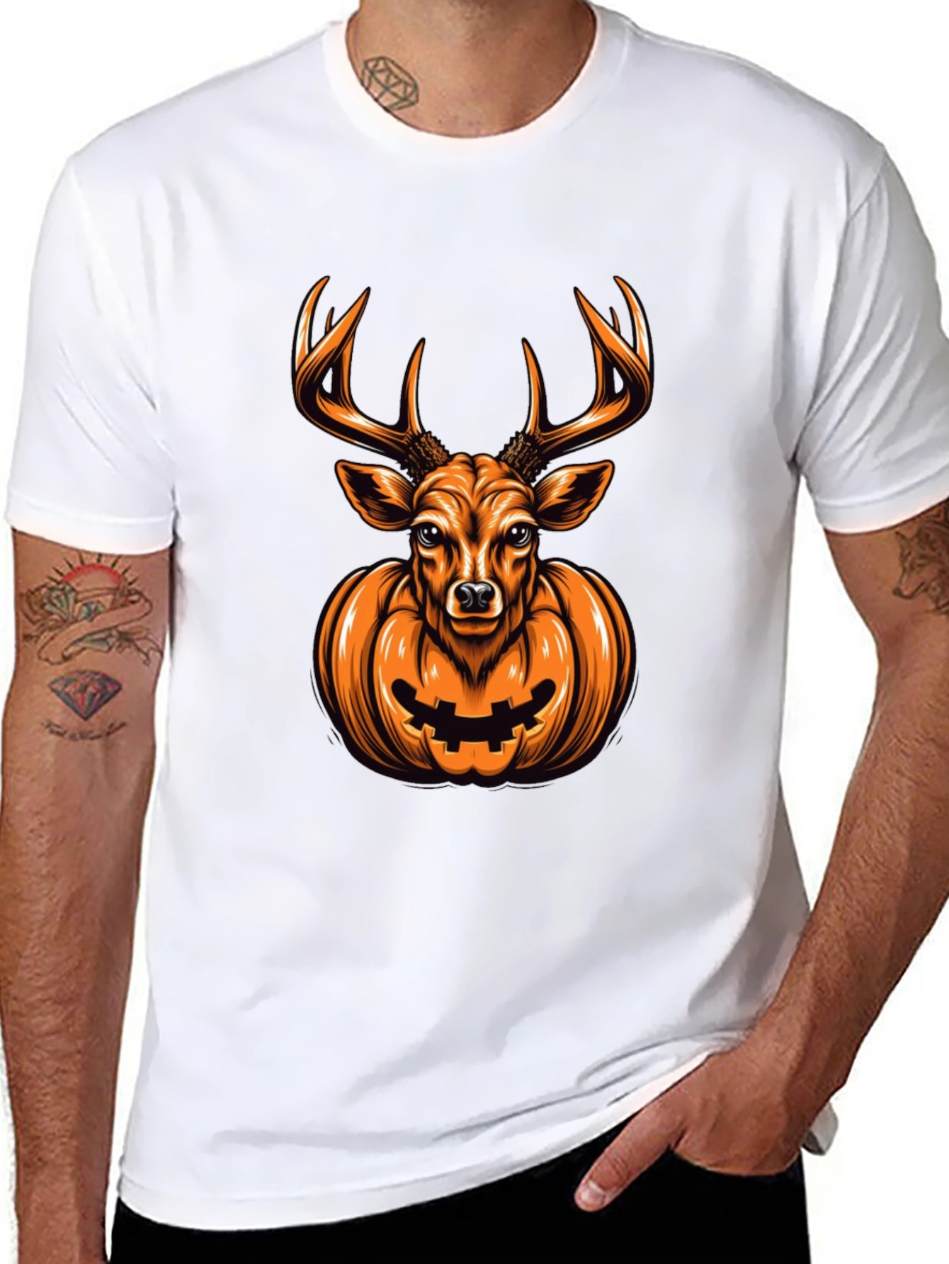 Deer Pumpkin Halloween Graphic Tee
