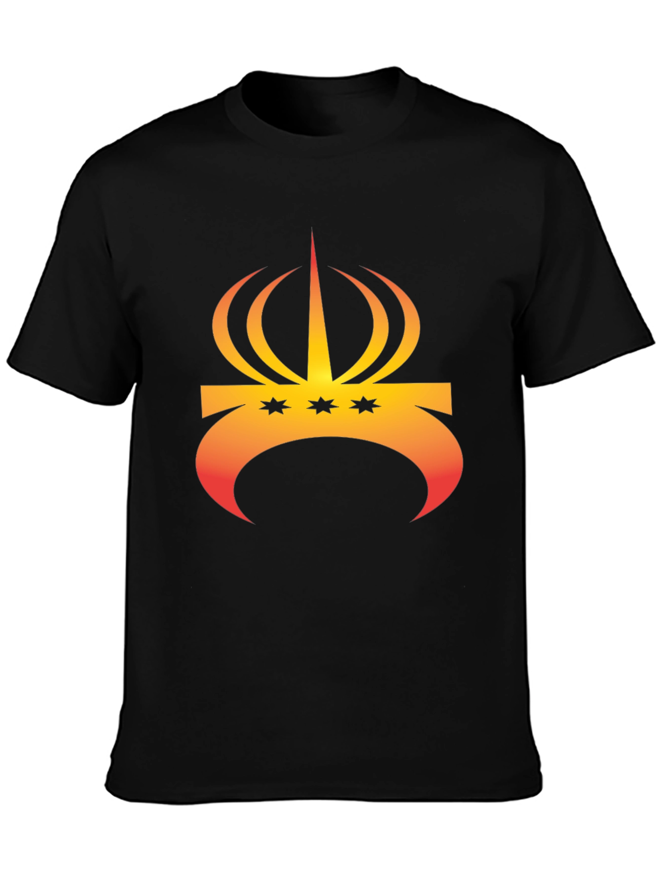 Crown and Stars Graphic Tee - Trendy Black T-Shirt