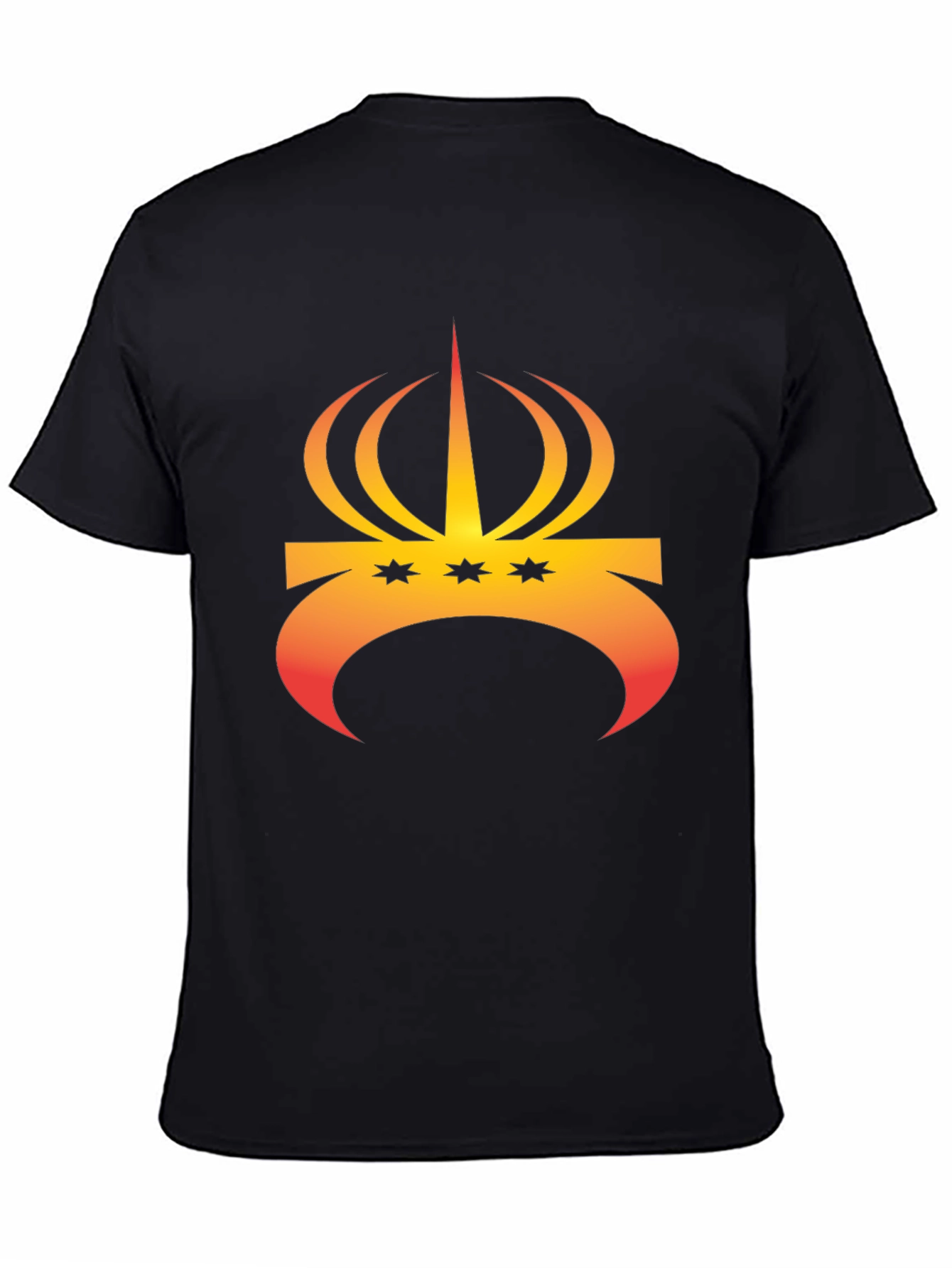 Crown and Stars Graphic Tee - Trendy Black T-Shirt