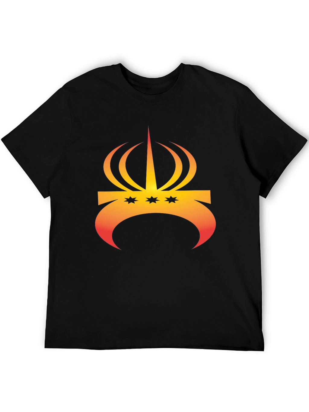 Crown and Stars Graphic Tee - Trendy Black T-Shirt