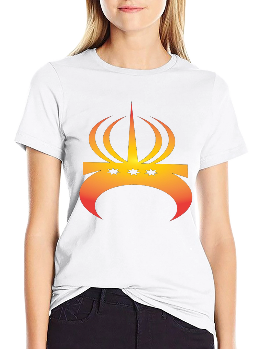 Crown and Stars Graphic Tee - Trendy Black T-Shirt
