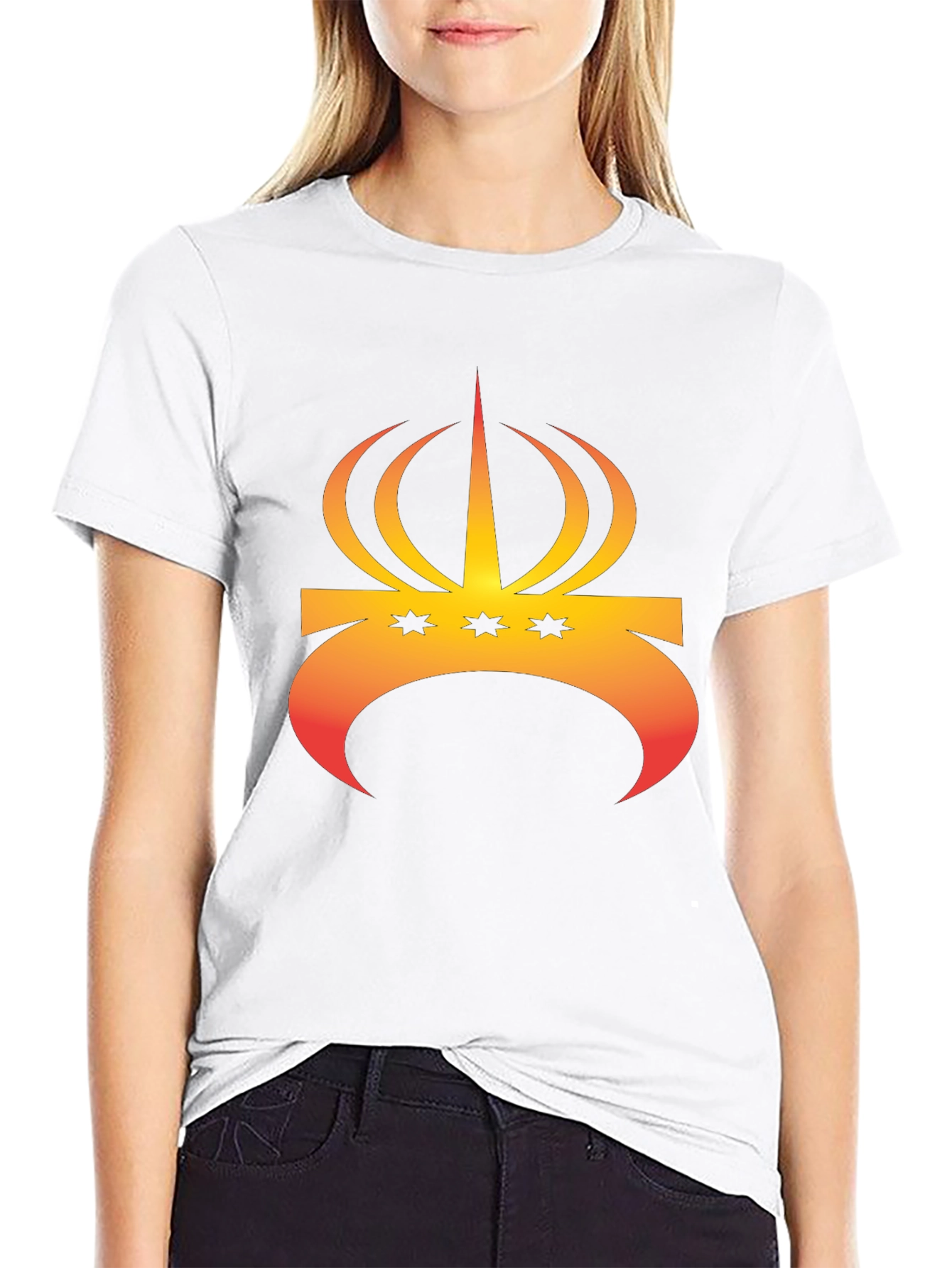 Crown and Stars Graphic Tee - Trendy Black T-Shirt