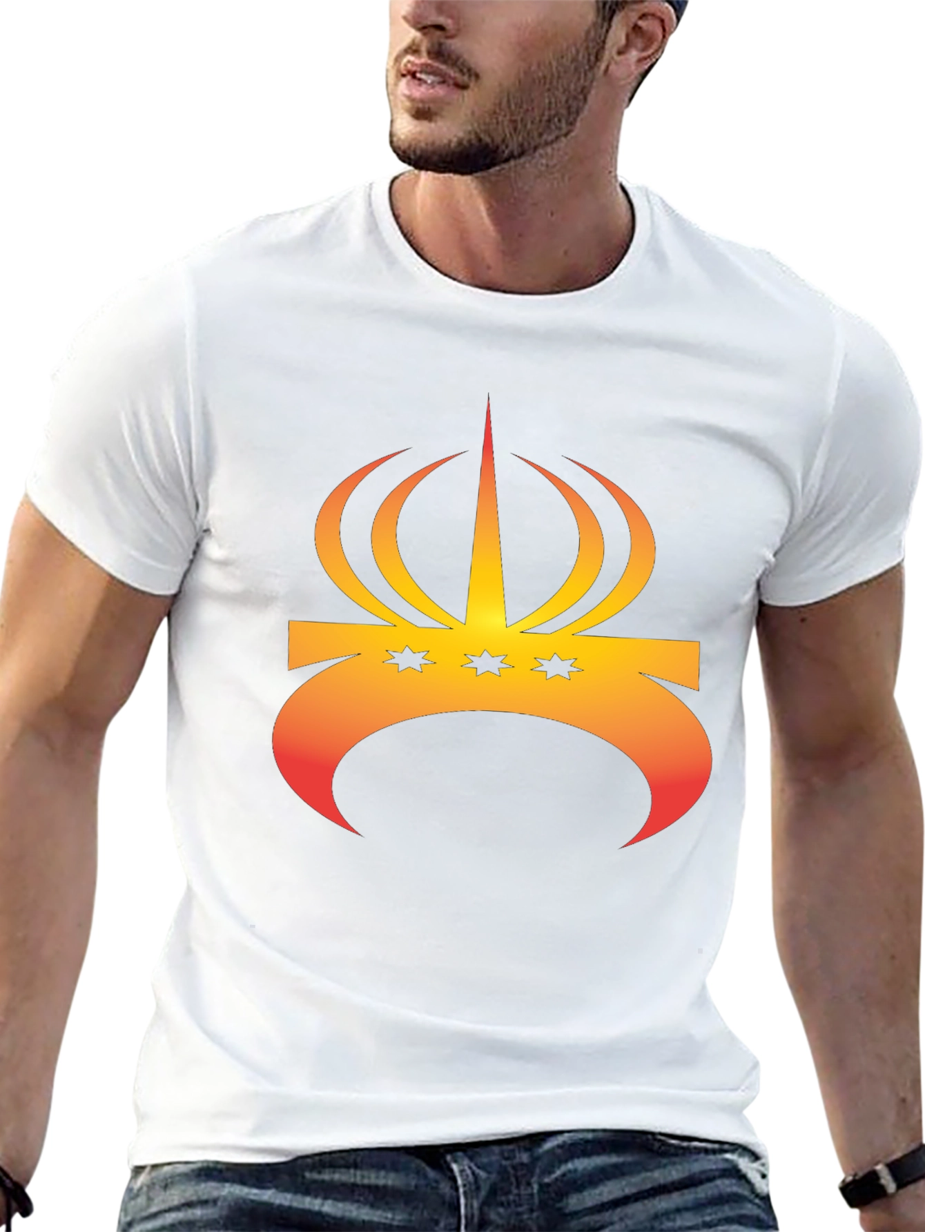 Crown and Stars Graphic Tee - Trendy Black T-Shirt