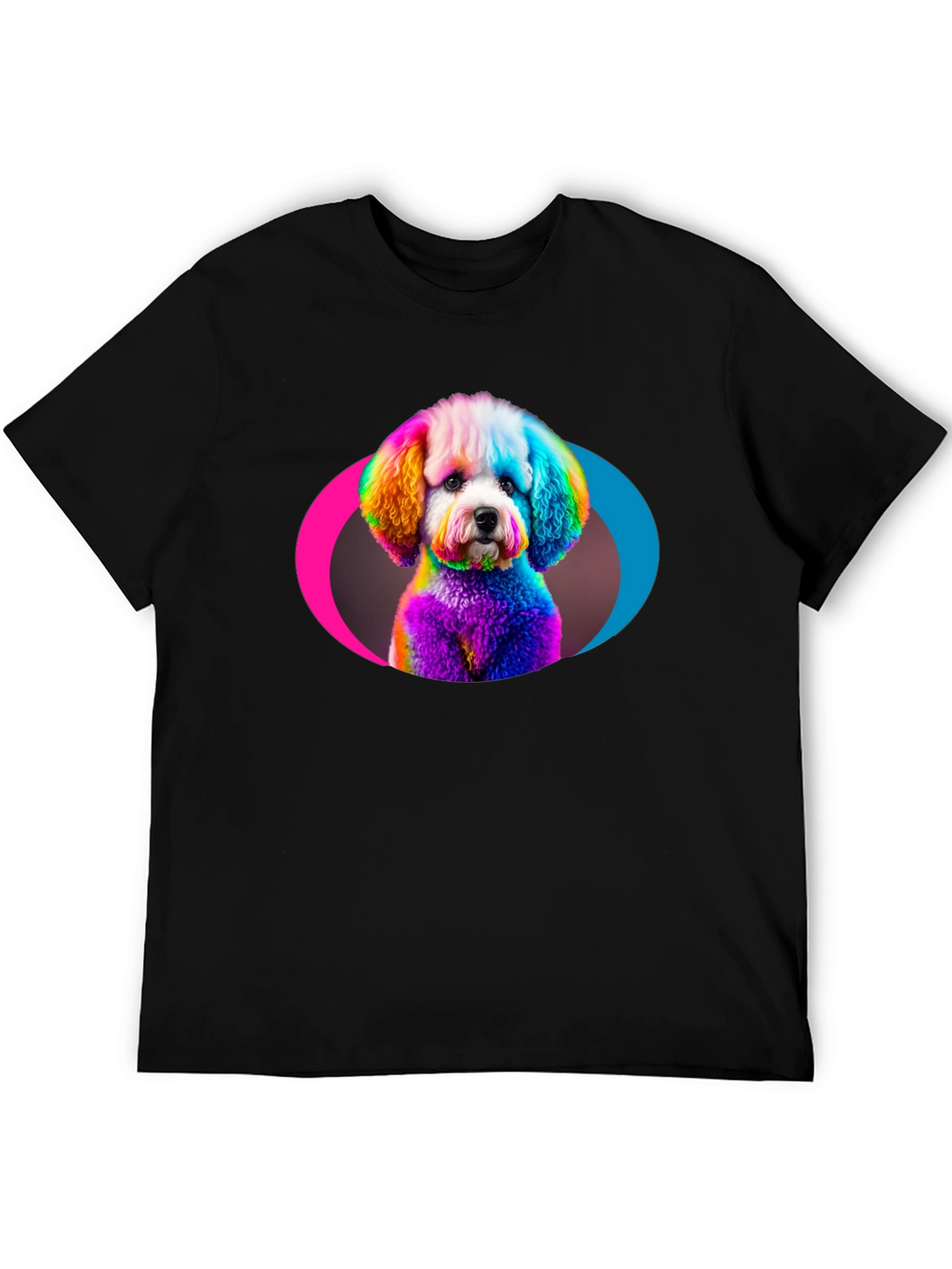 Rainbow Poodle Graphic Black T-Shirt