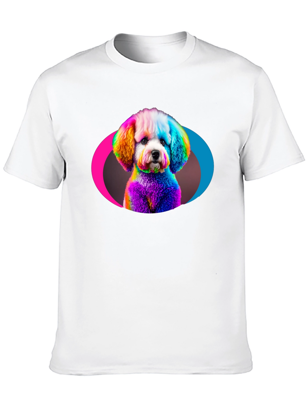 Rainbow Poodle Graphic Black T-Shirt