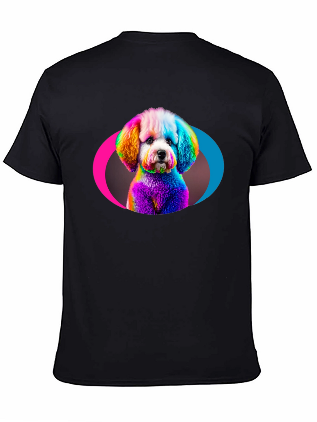 Rainbow Poodle Graphic Black T-Shirt