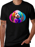 Rainbow Poodle Graphic Black T-Shirt