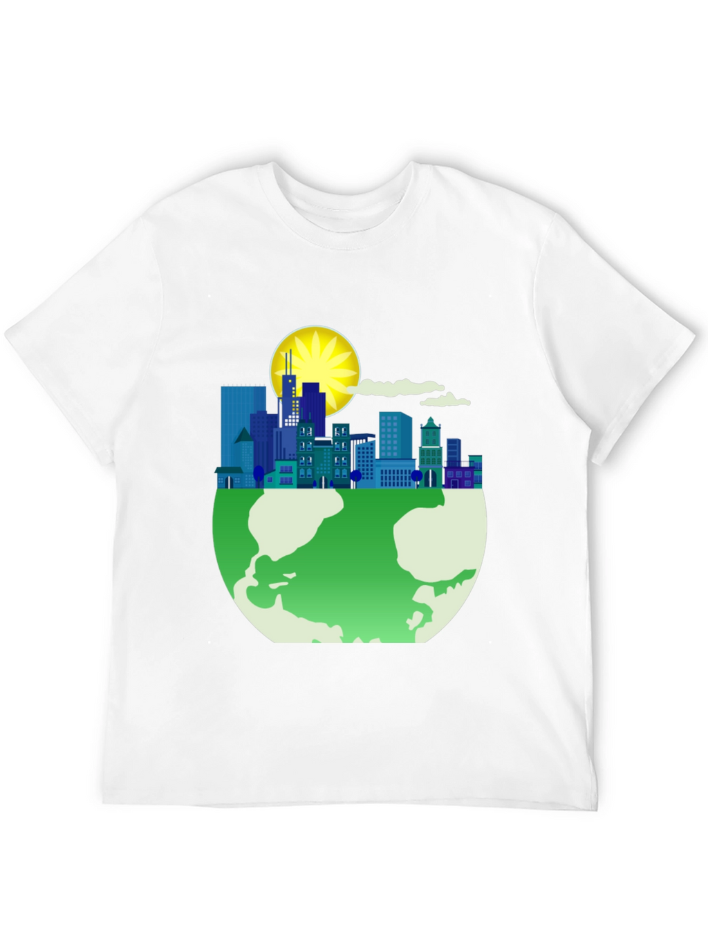 Eco-Friendly Cityscape Earth Graphic Tee - Black