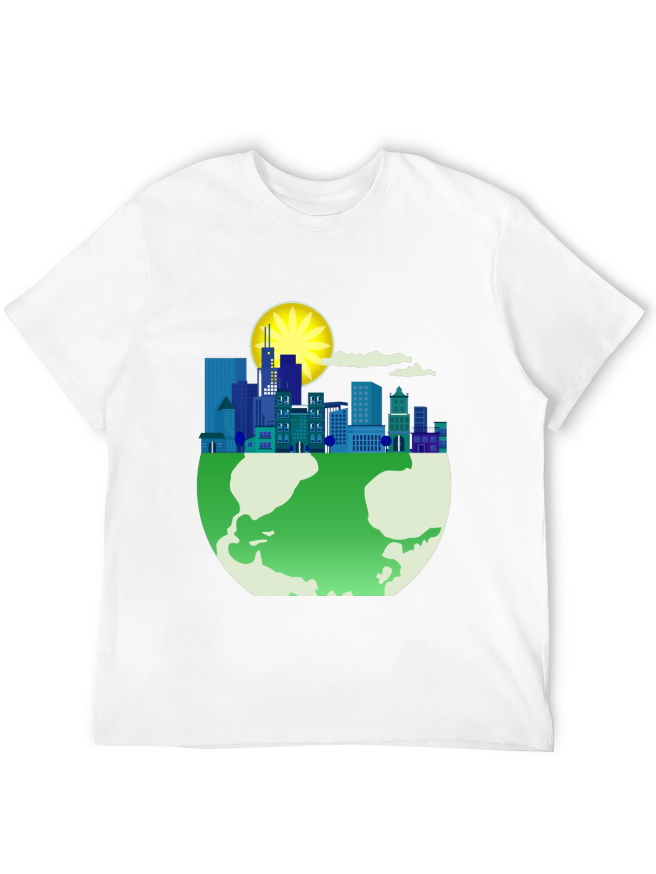 Eco-Friendly Cityscape Earth Graphic Tee - Black