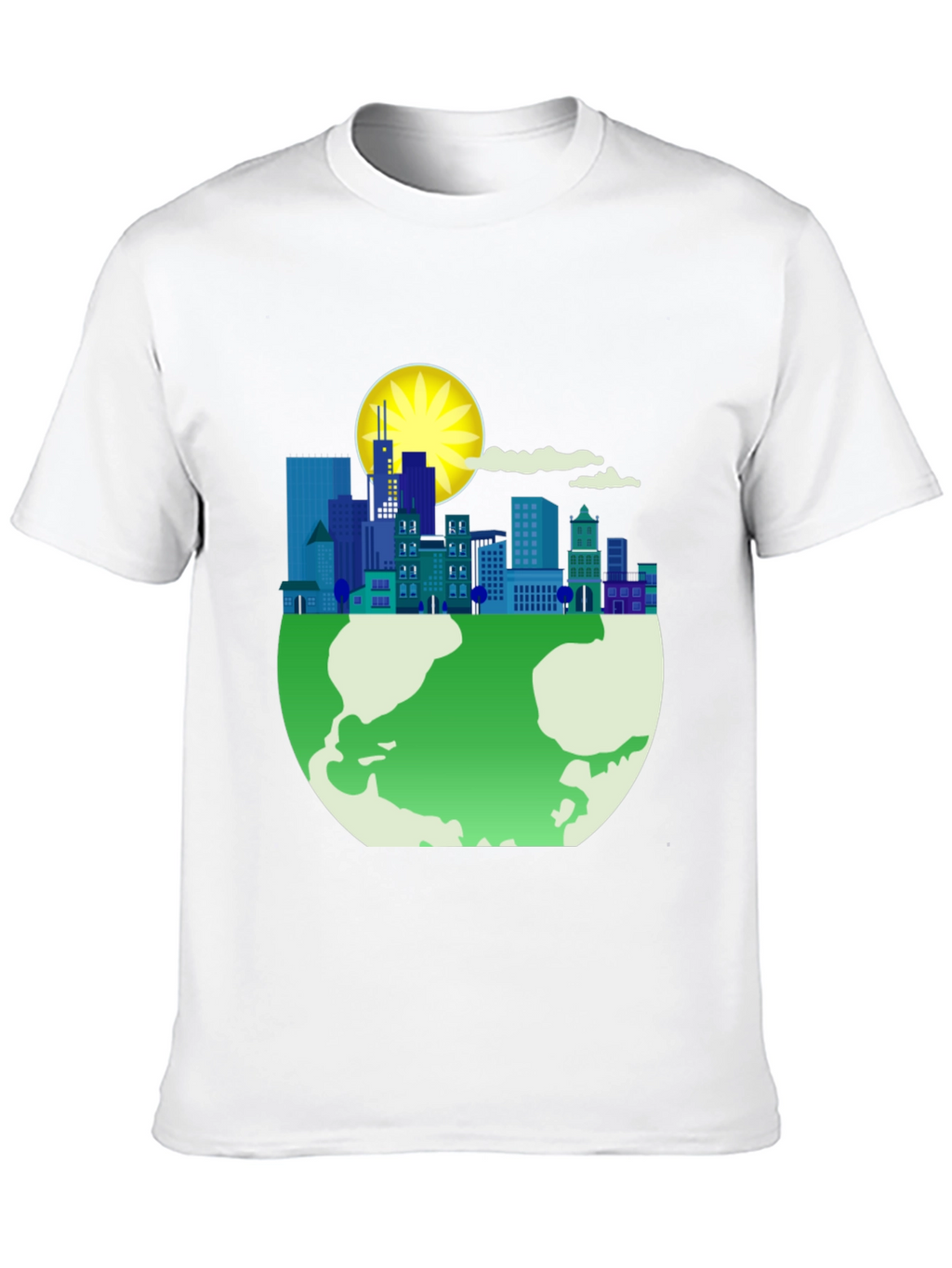 Eco-Friendly Cityscape Earth Graphic Tee - Black