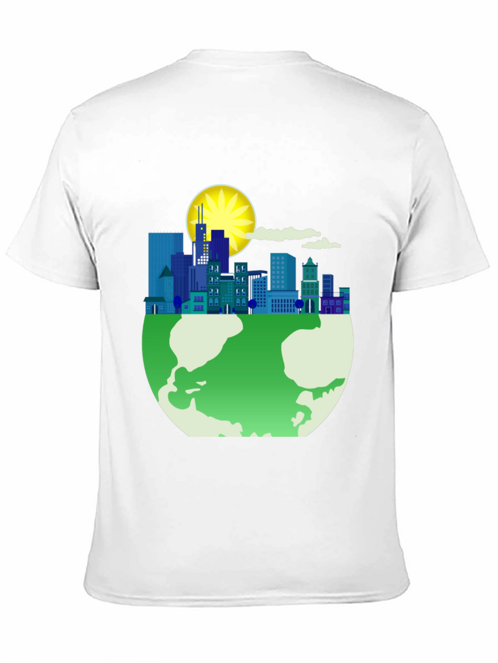 Eco-Friendly Cityscape Earth Graphic Tee - Black
