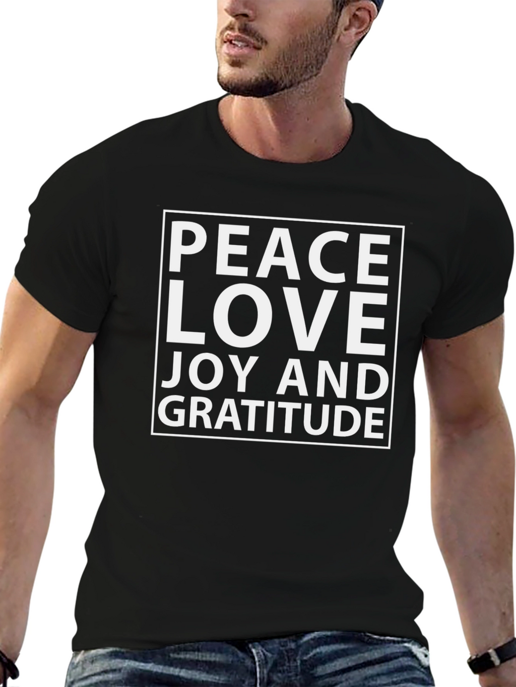 Peace Love Joy Gratitude Black T-Shirt