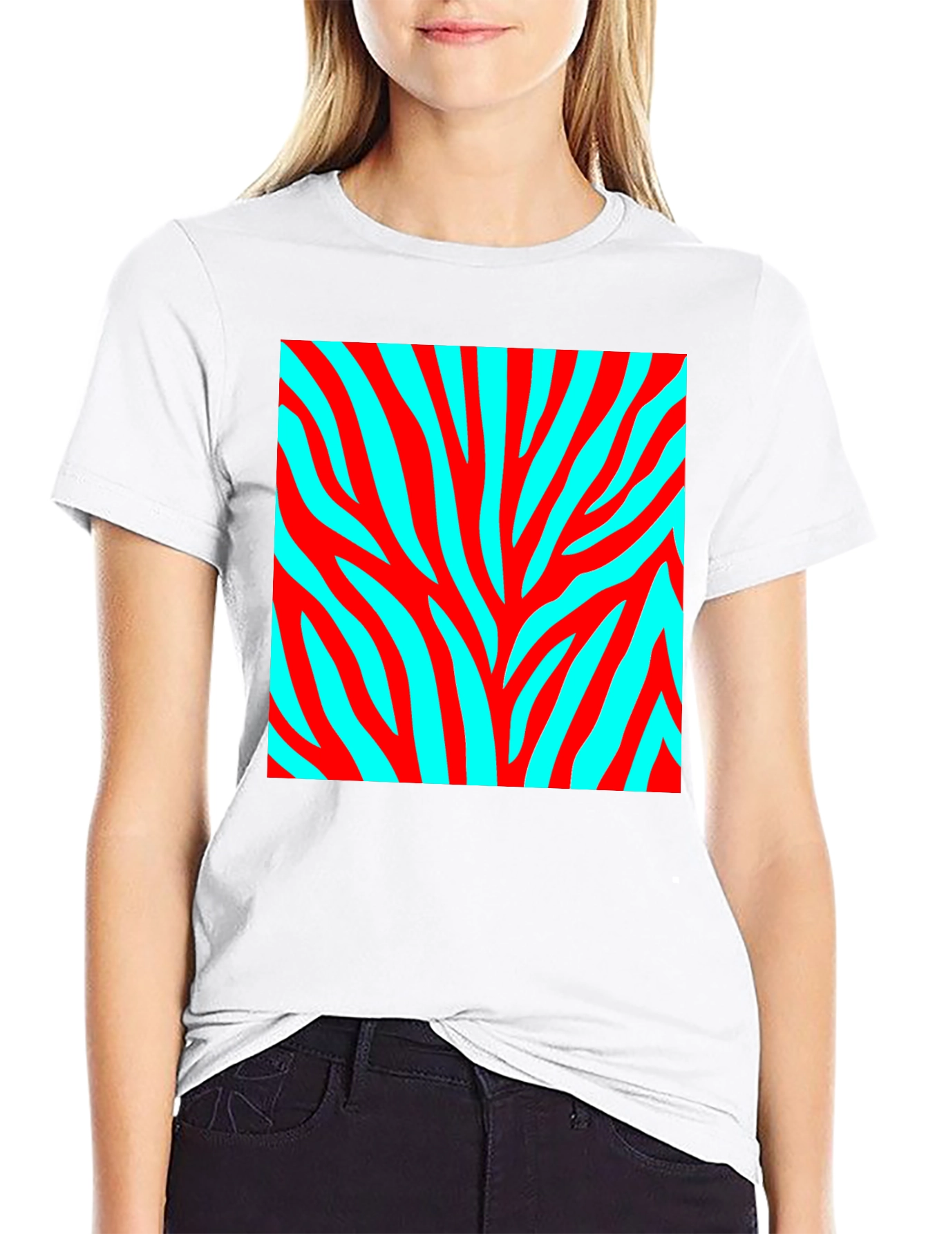 Bold Zebra Stripe Graphic Tee - Black Cotton Blend