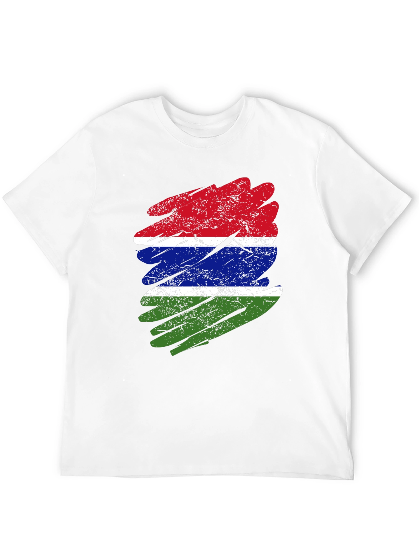 Gambia Flag Distressed T-Shirt - Black
