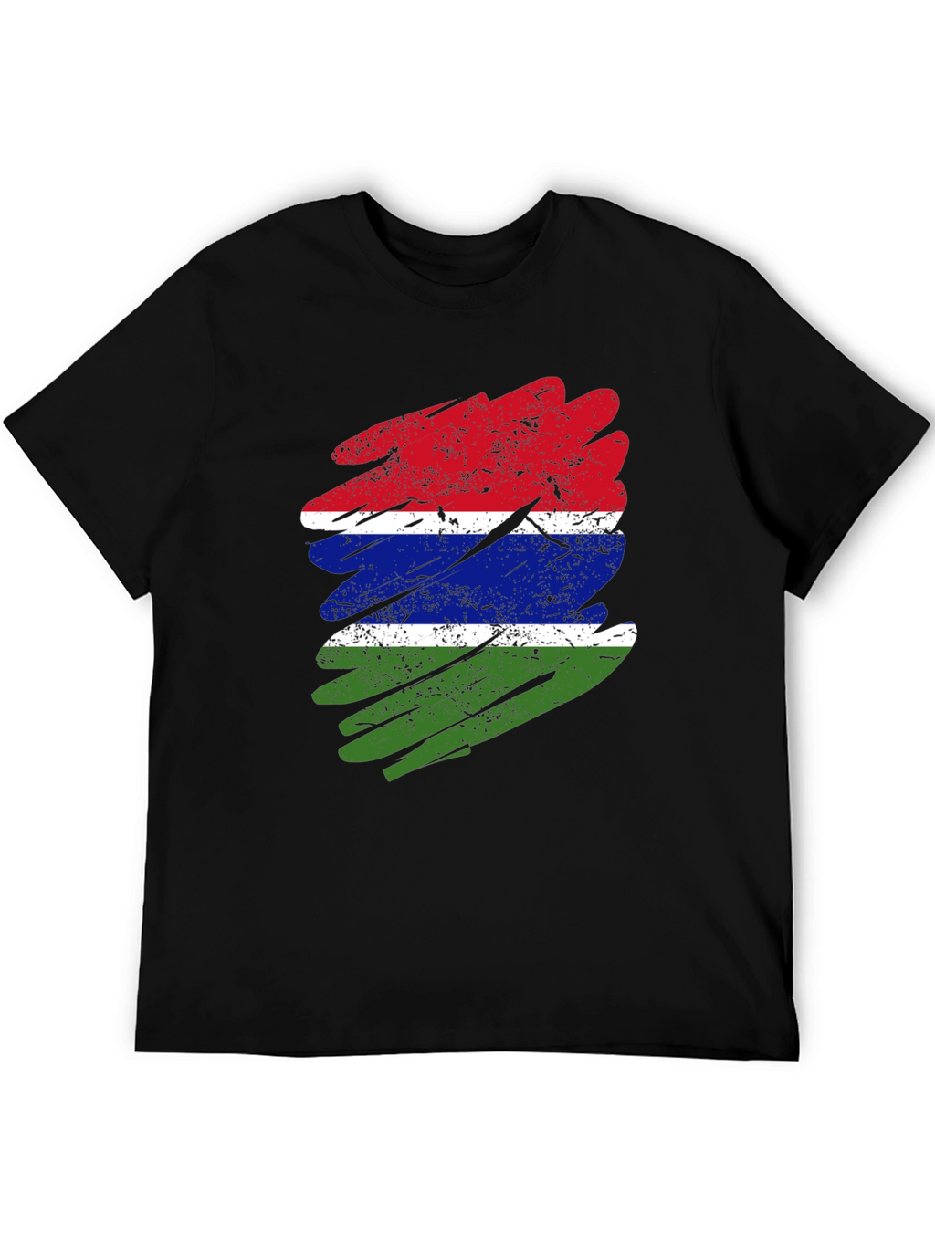 Gambia Flag Distressed T-Shirt - Black