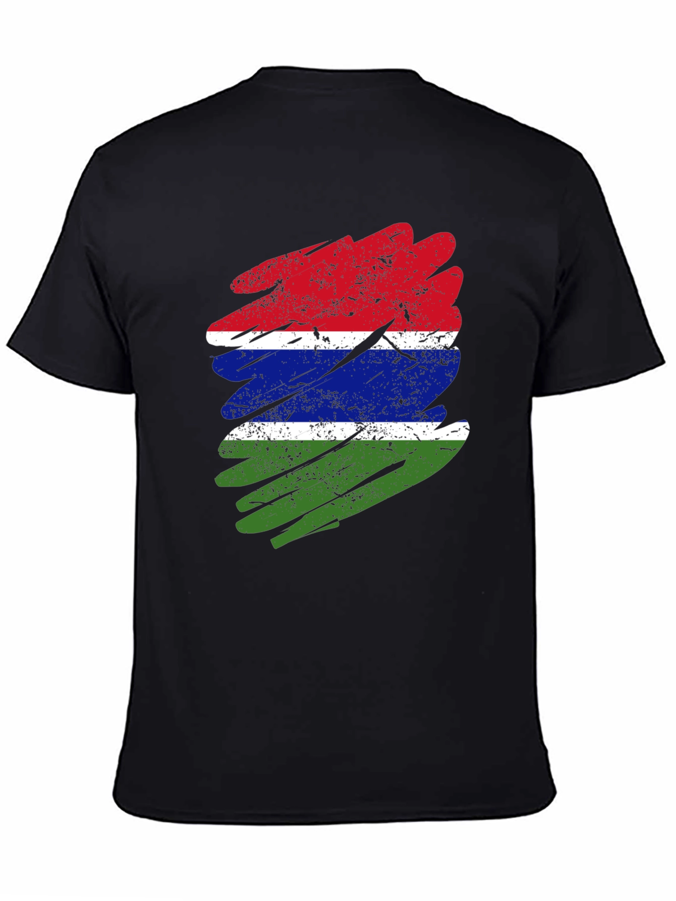 Gambia Flag Distressed T-Shirt - Black