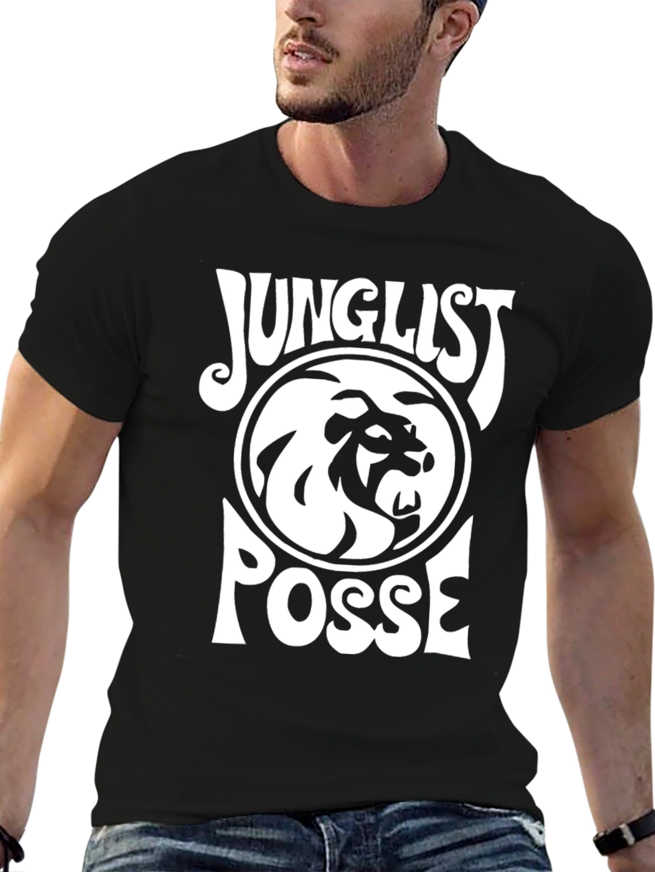 Junglist Posse Black T-Shirt Lion Design