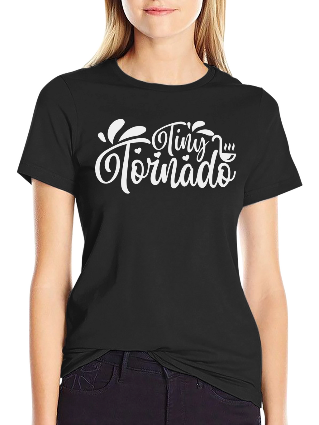 Tiny Tornado Black Cotton Graphic T-Shirt