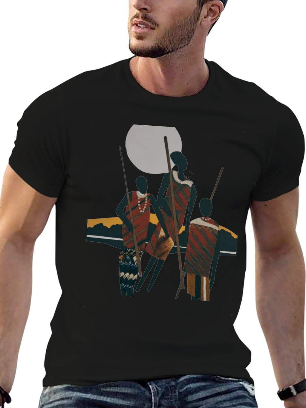 Tribal Art Graphic Black T-Shirt