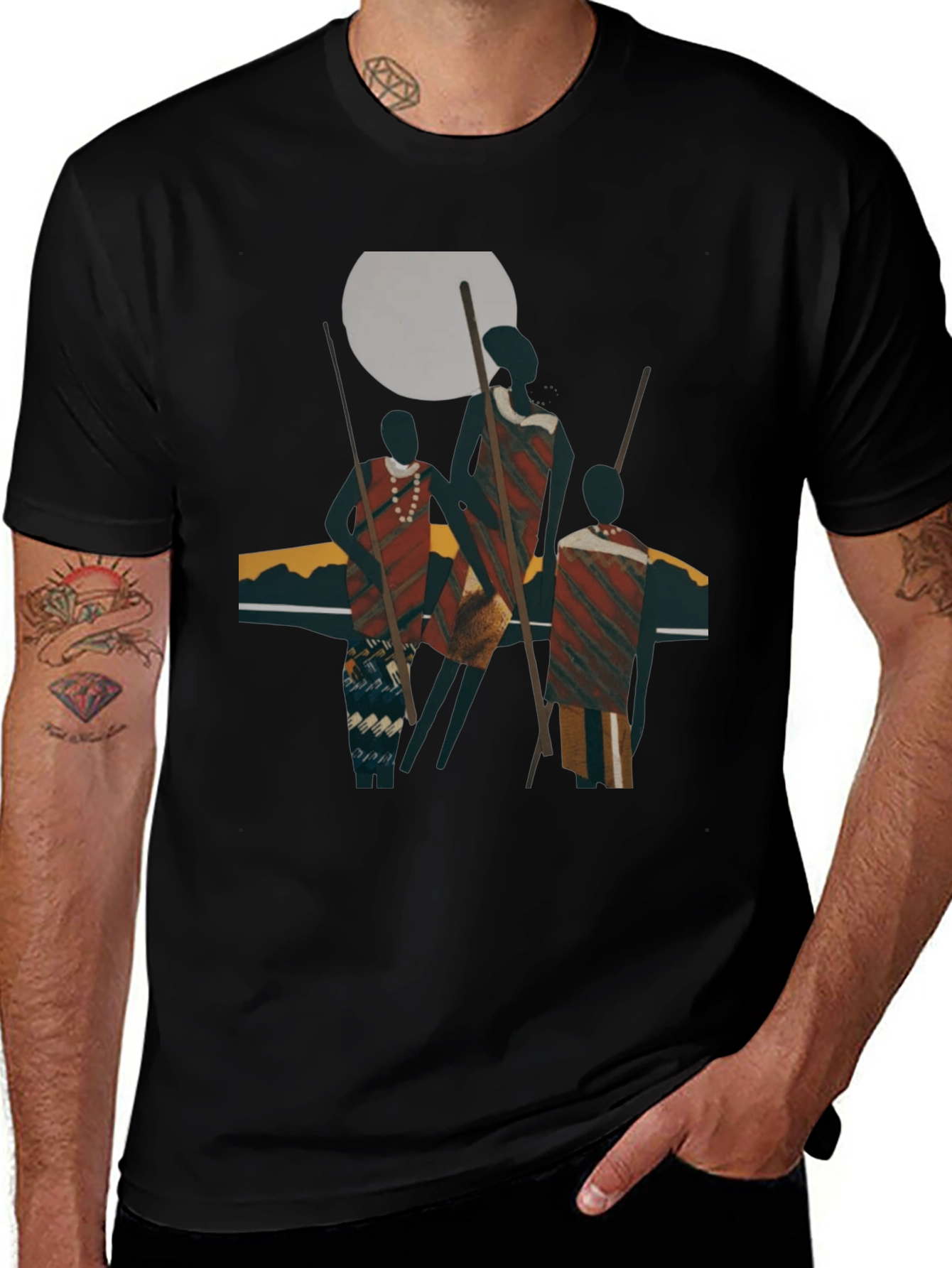 Tribal Art Graphic Black T-Shirt