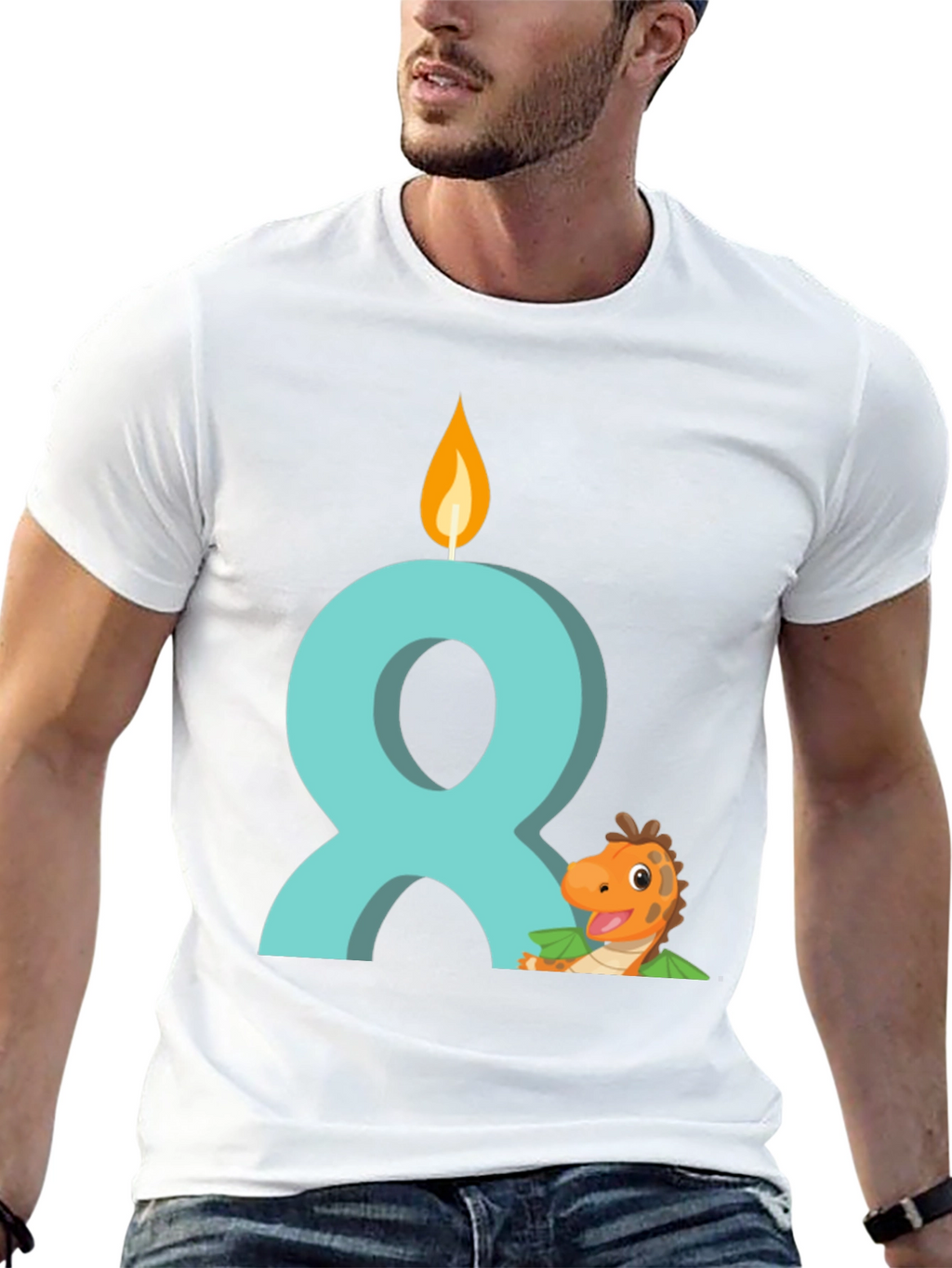 Birthday Dinosaur Number 8 Kids T-Shirt