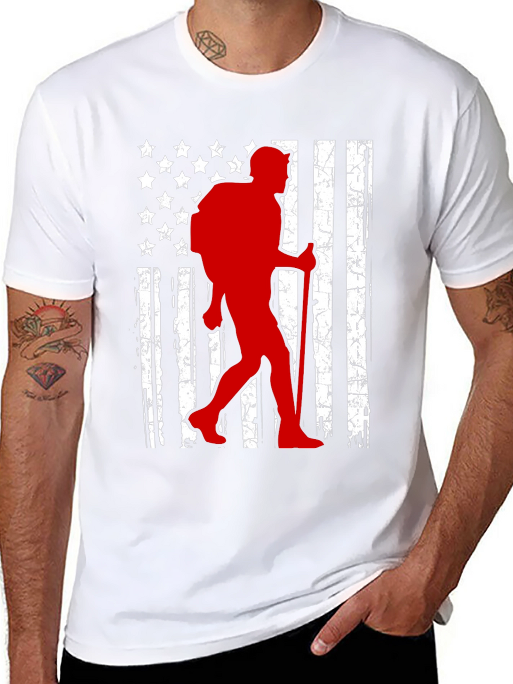 Hiking American Flag T-Shirt