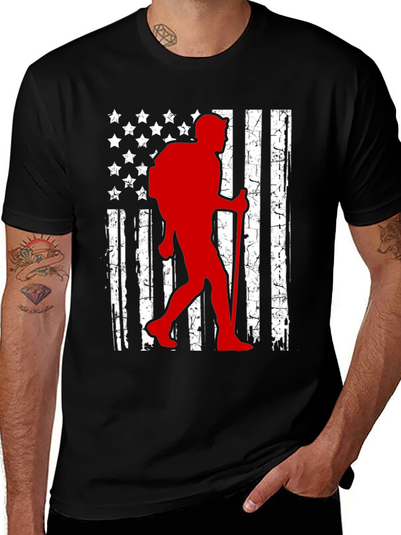 Hiking American Flag T-Shirt