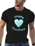 Happy Christmas Heart Graphic Tee - Black