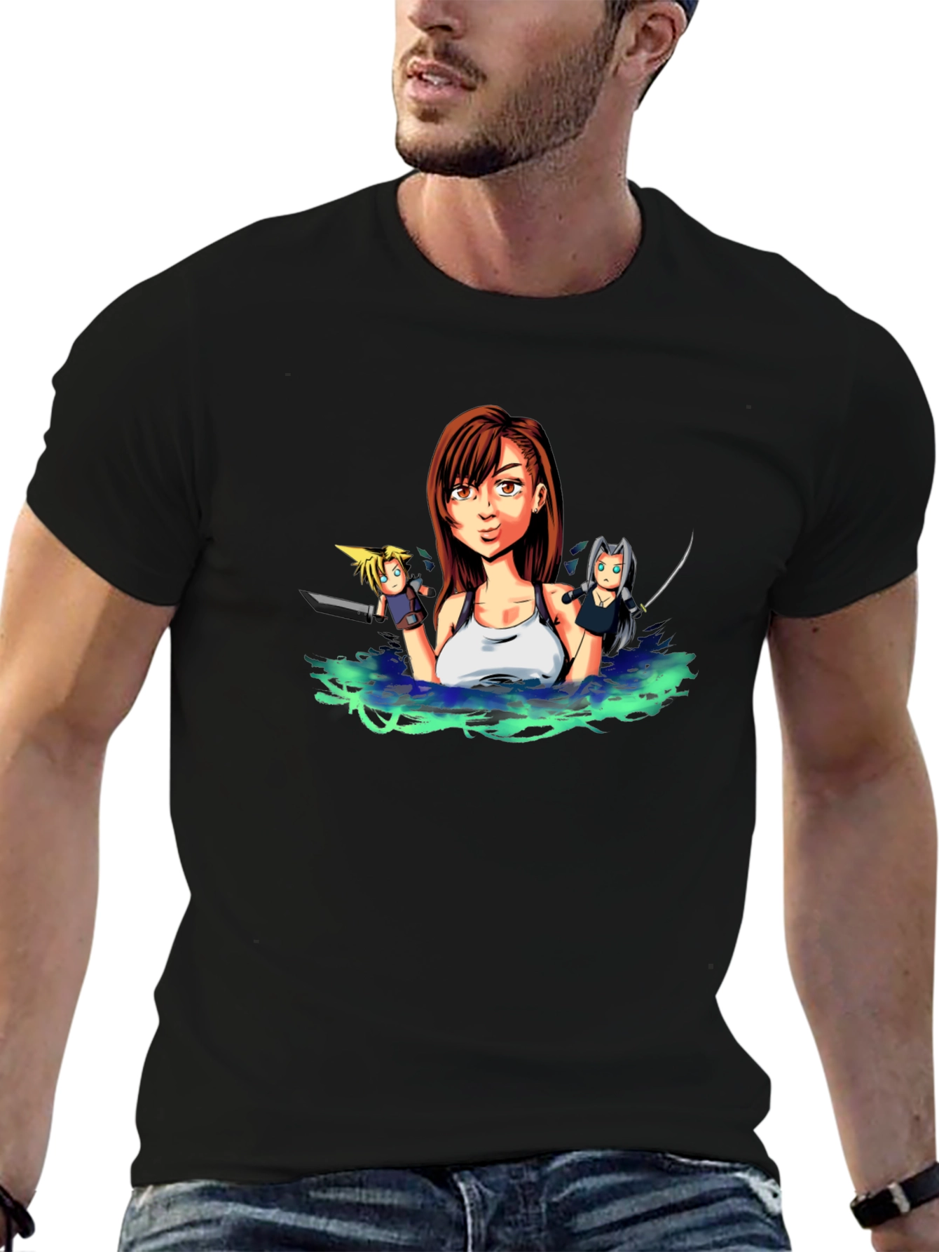 Final Fantasy VII Tifa Anime Black T-Shirt
