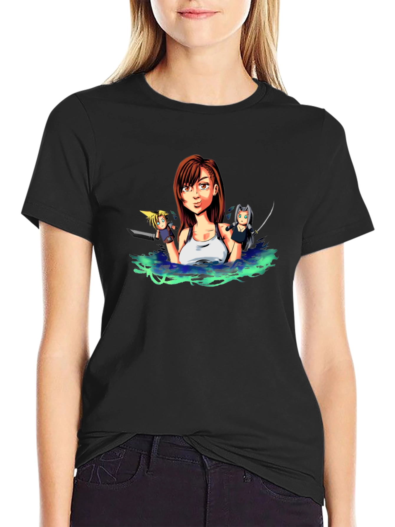 Final Fantasy VII Tifa Anime Black T-Shirt