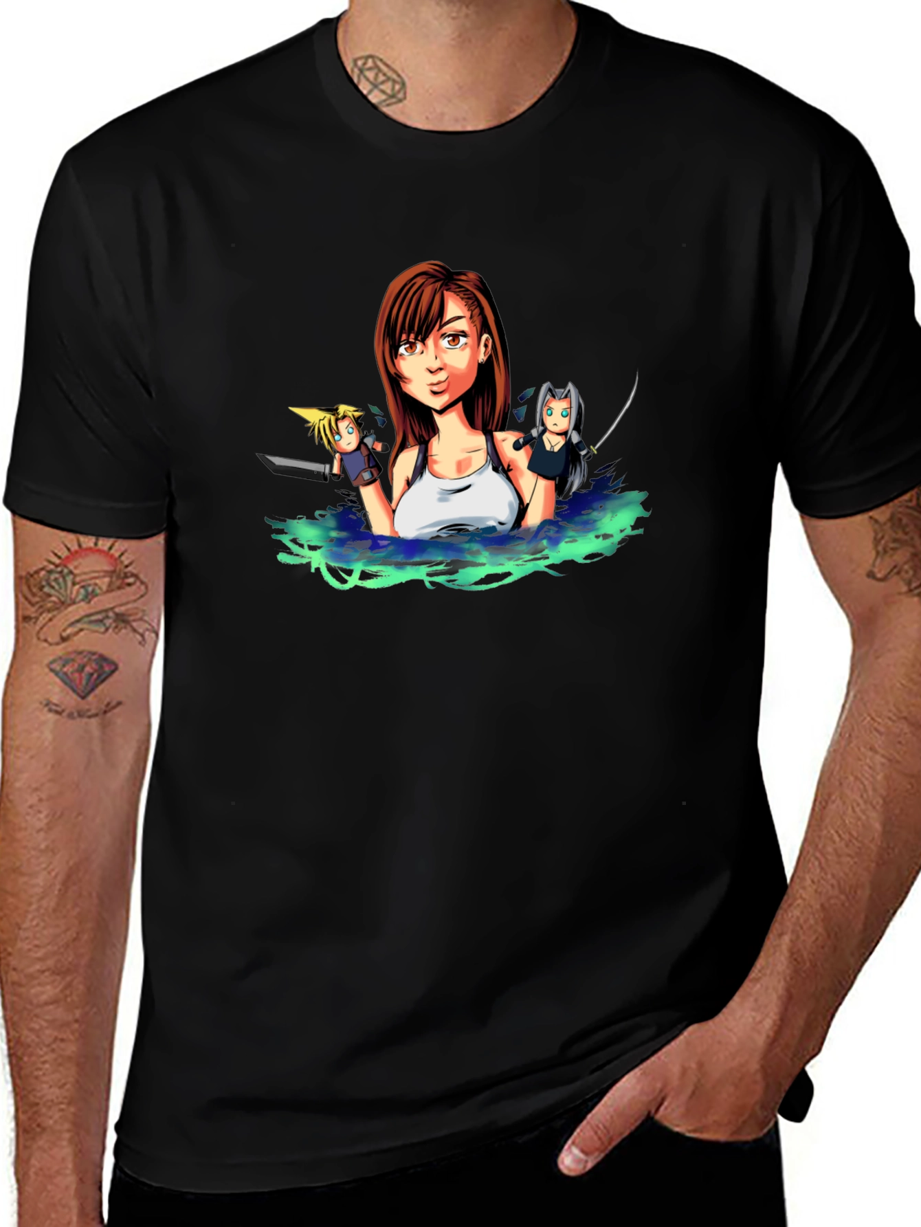 Final Fantasy VII Tifa Anime Black T-Shirt
