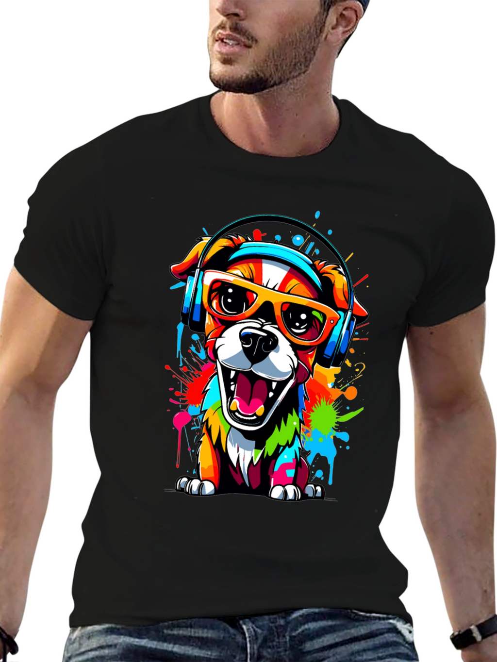 Cool Dog Graphic Tee - Vibrant Funky Design