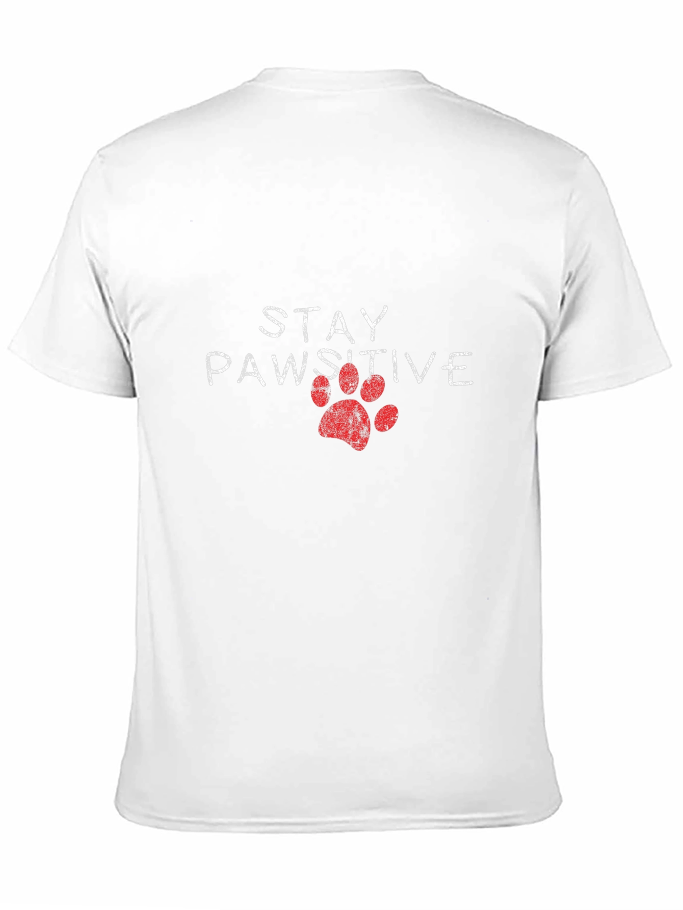 Stay Pawsitive Tee: Red Paw Print Graphic T-Shirt