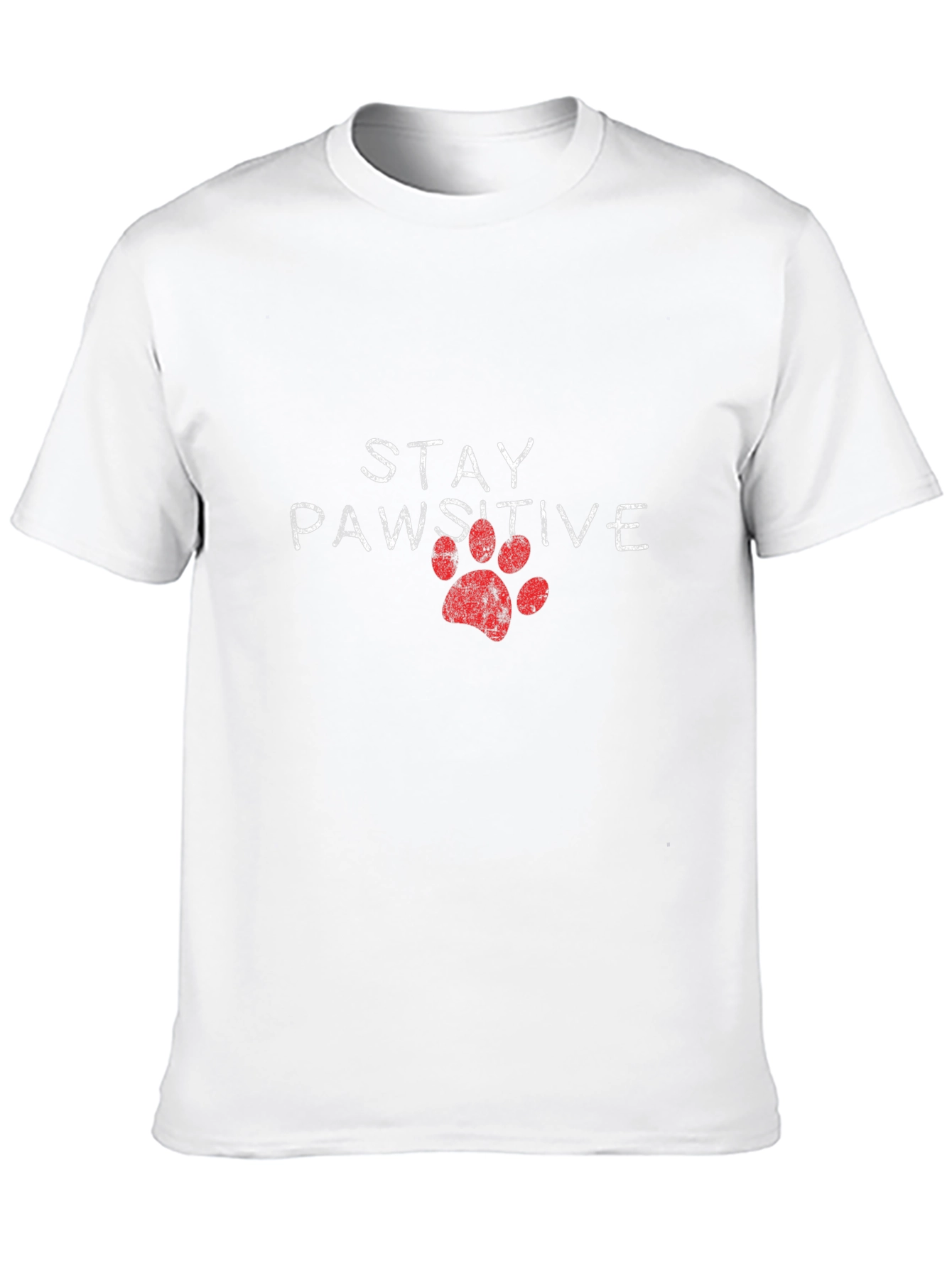 Stay Pawsitive Tee: Red Paw Print Graphic T-Shirt