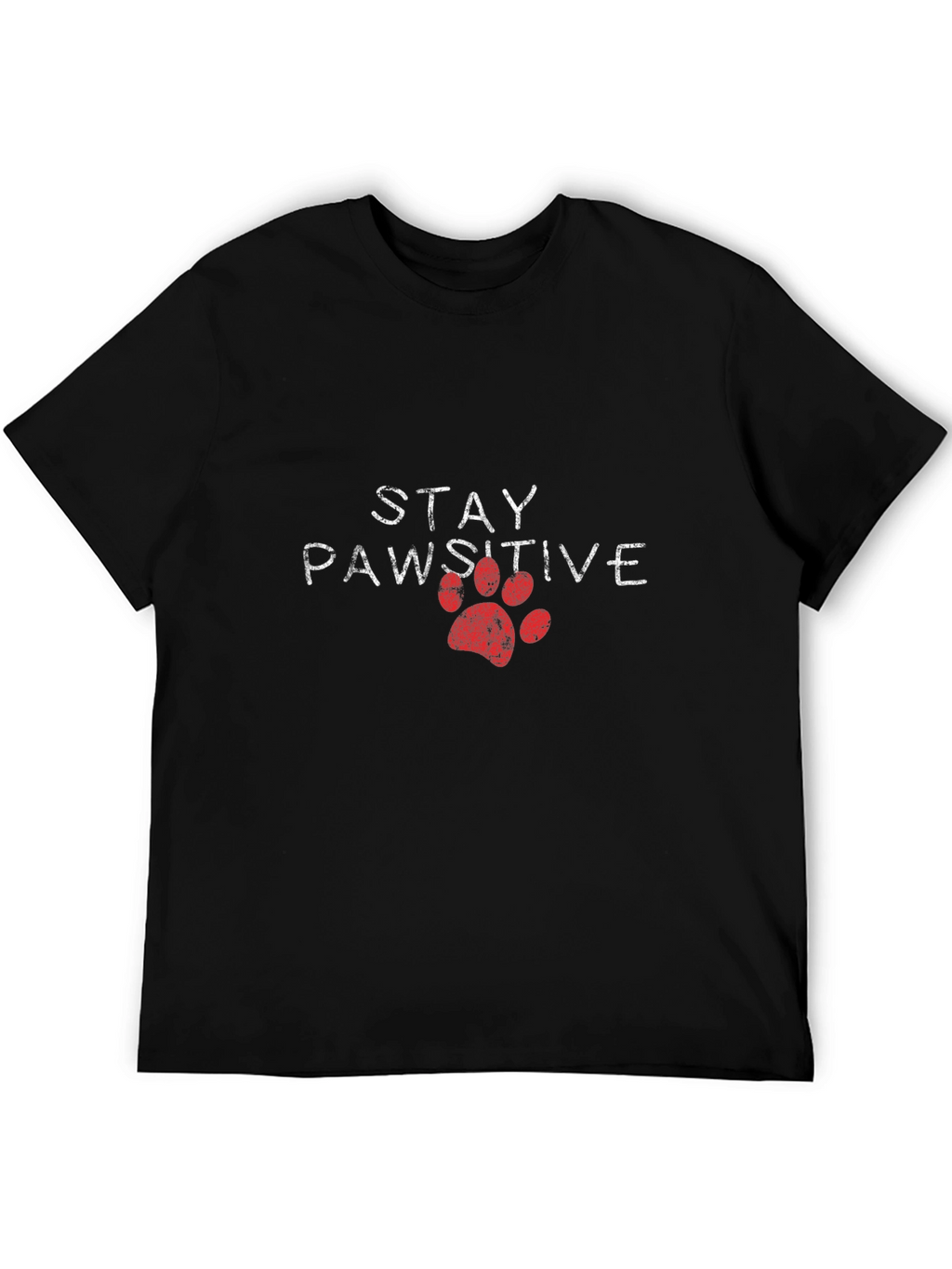Stay Pawsitive Tee: Red Paw Print Graphic T-Shirt
