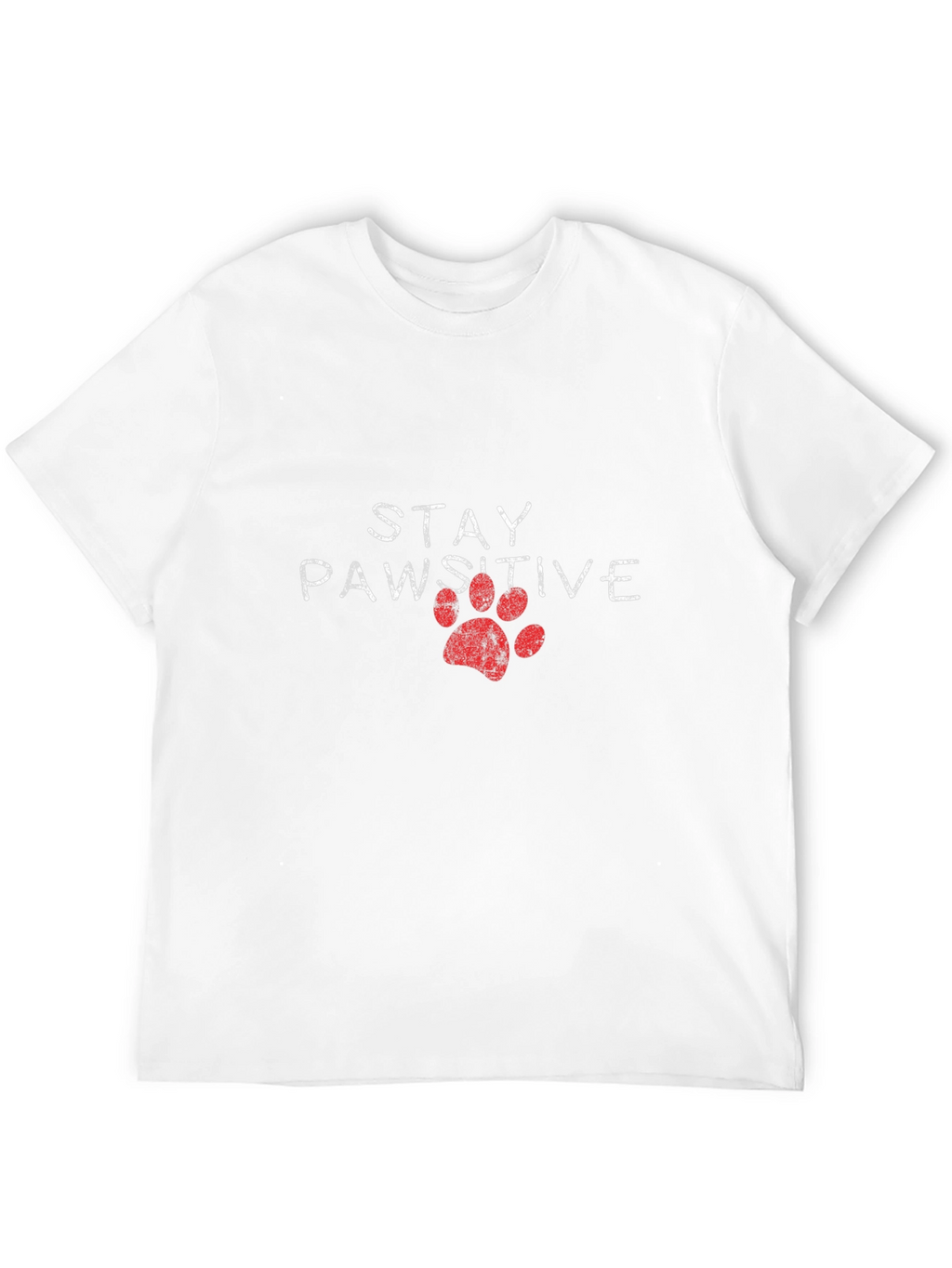 Stay Pawsitive Tee: Red Paw Print Graphic T-Shirt