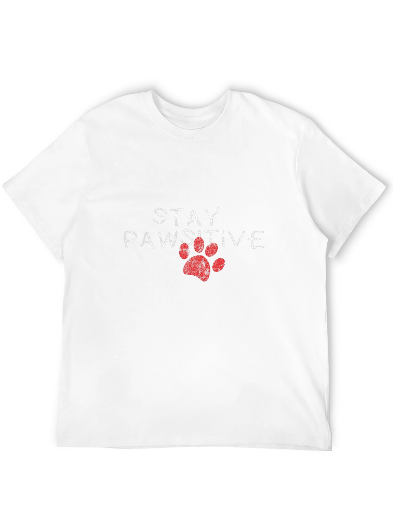 Stay Pawsitive Tee: Red Paw Print Graphic T-Shirt