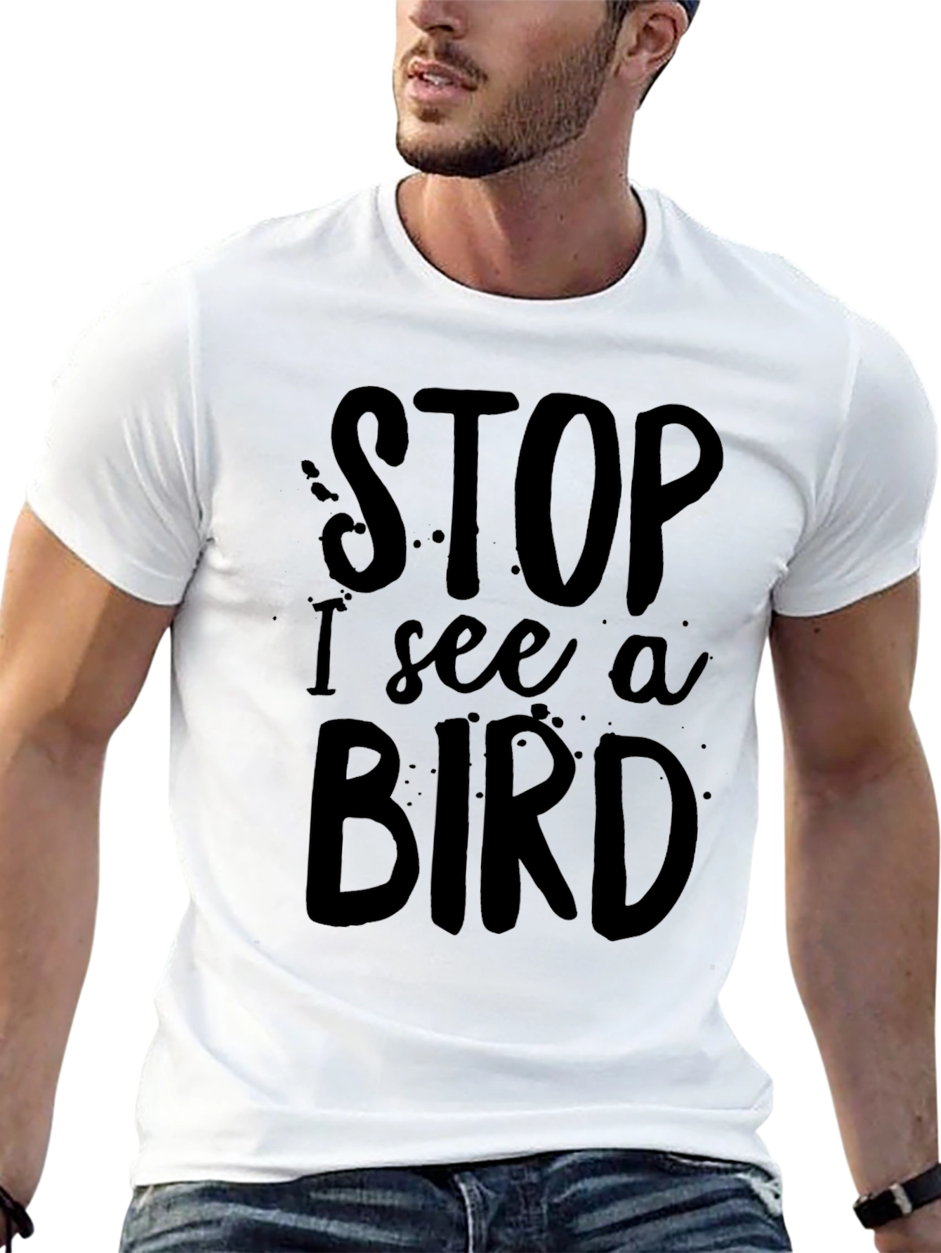 Funny Stop I See a Bird Black T-Shirt