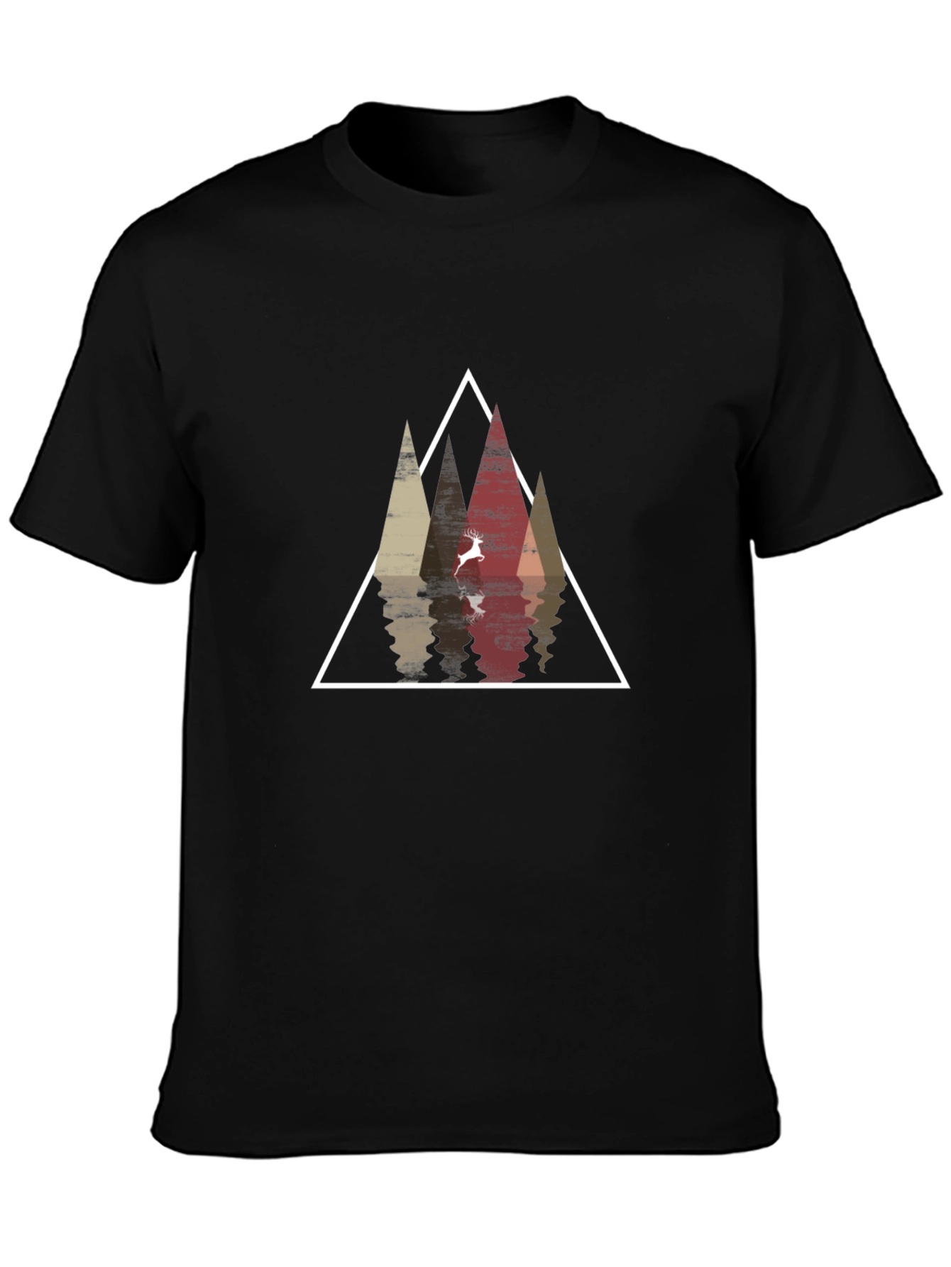 Geometric Deer & Mountain Graphic Tee