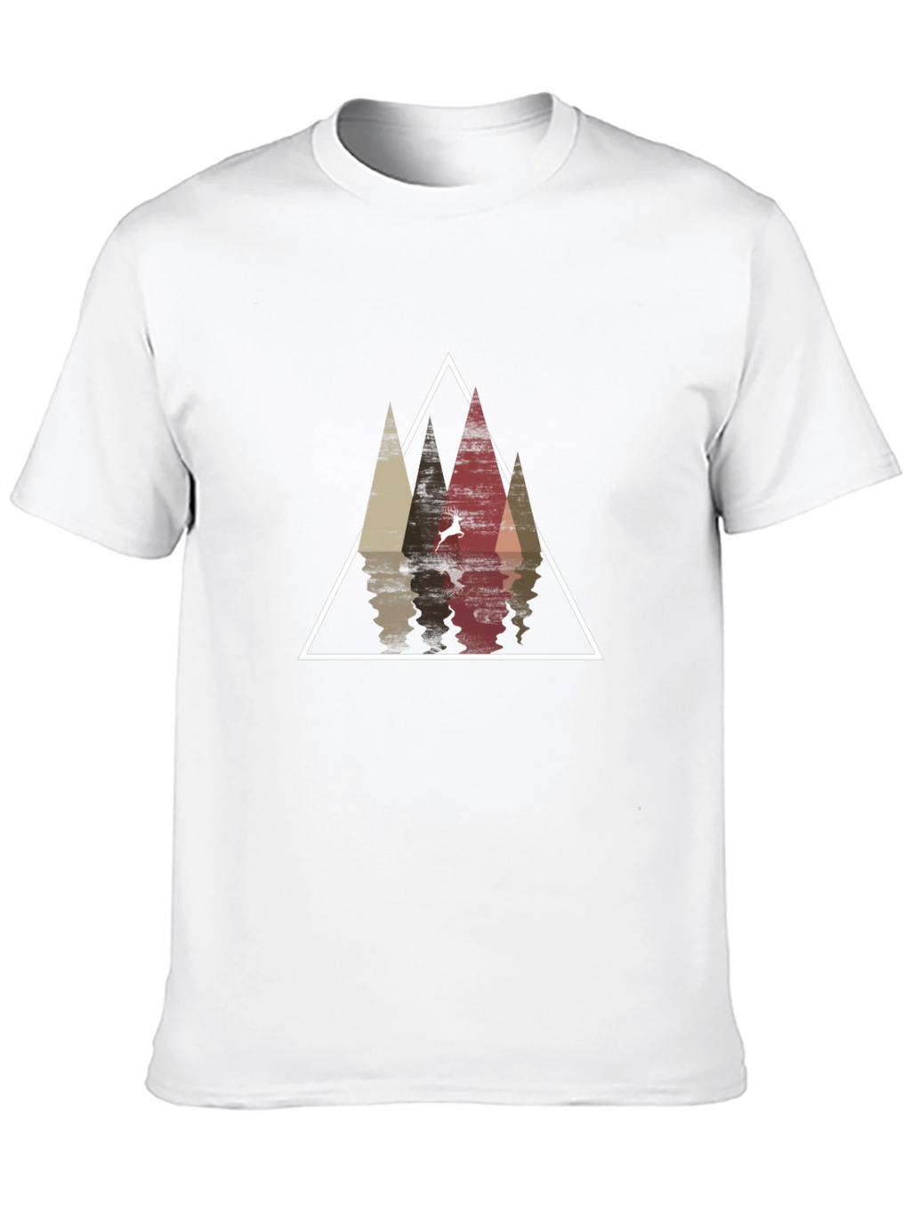 Geometric Deer & Mountain Graphic Tee