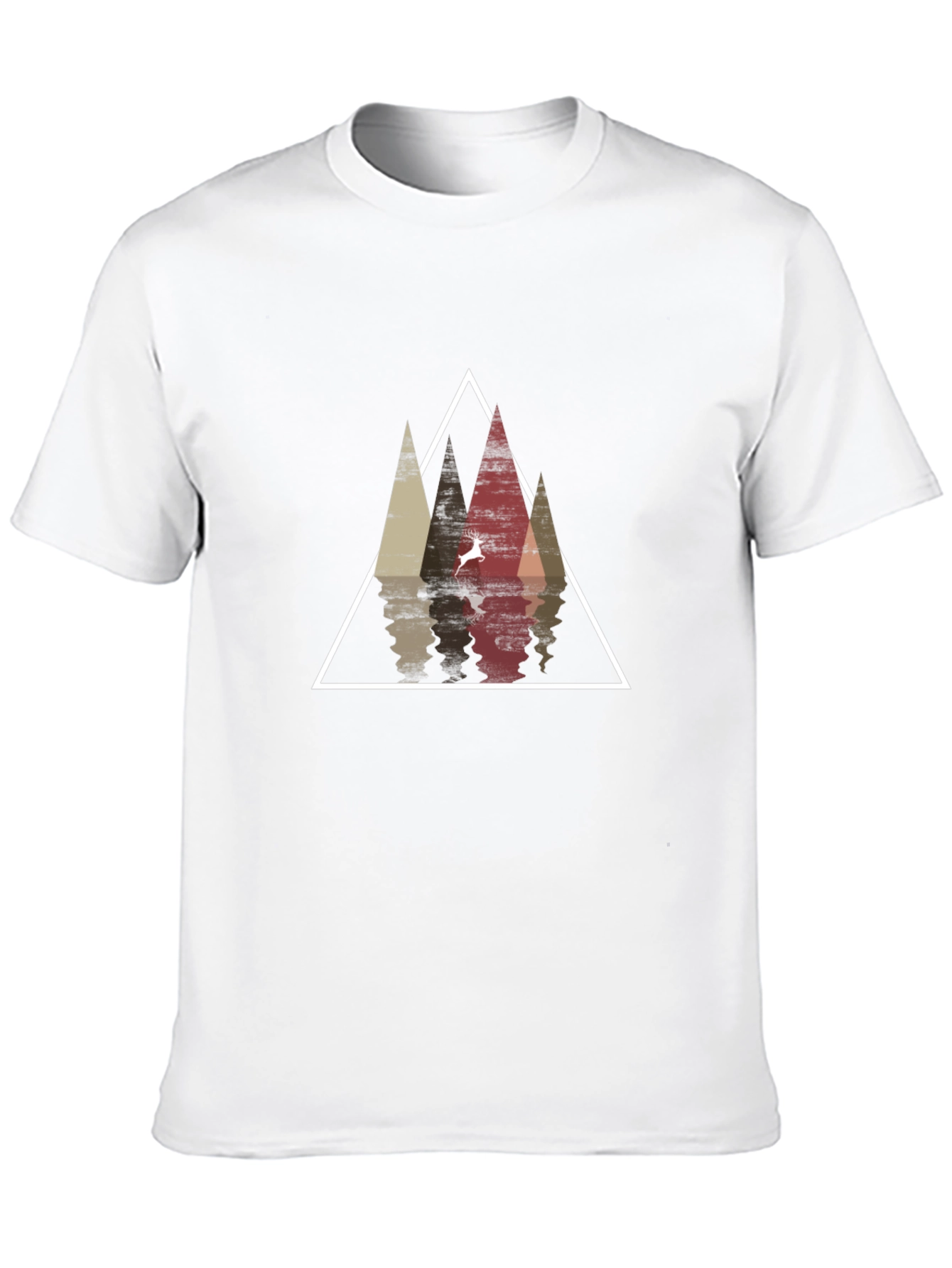 Geometric Deer & Mountain Graphic Tee